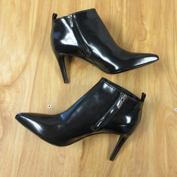 SERGIO ROSSi Black Pearl Pointed Toe High Heeled Ankle Boots Booties Sz 38 Shoes - Picture 13 of 16